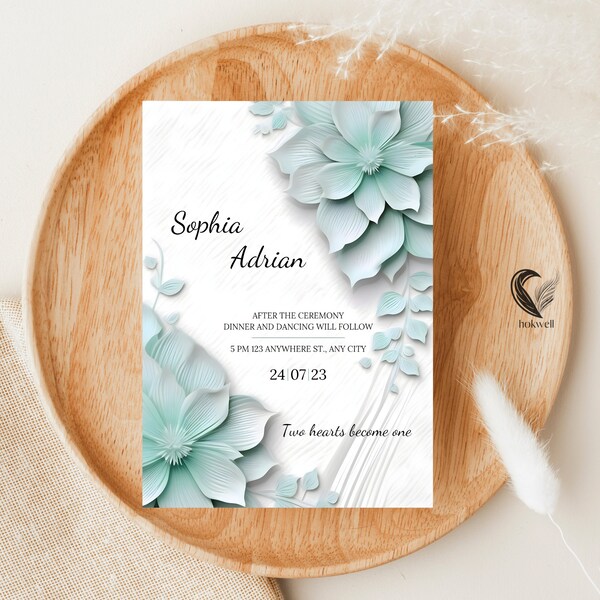 Mint Wedding Invite - Etsy
