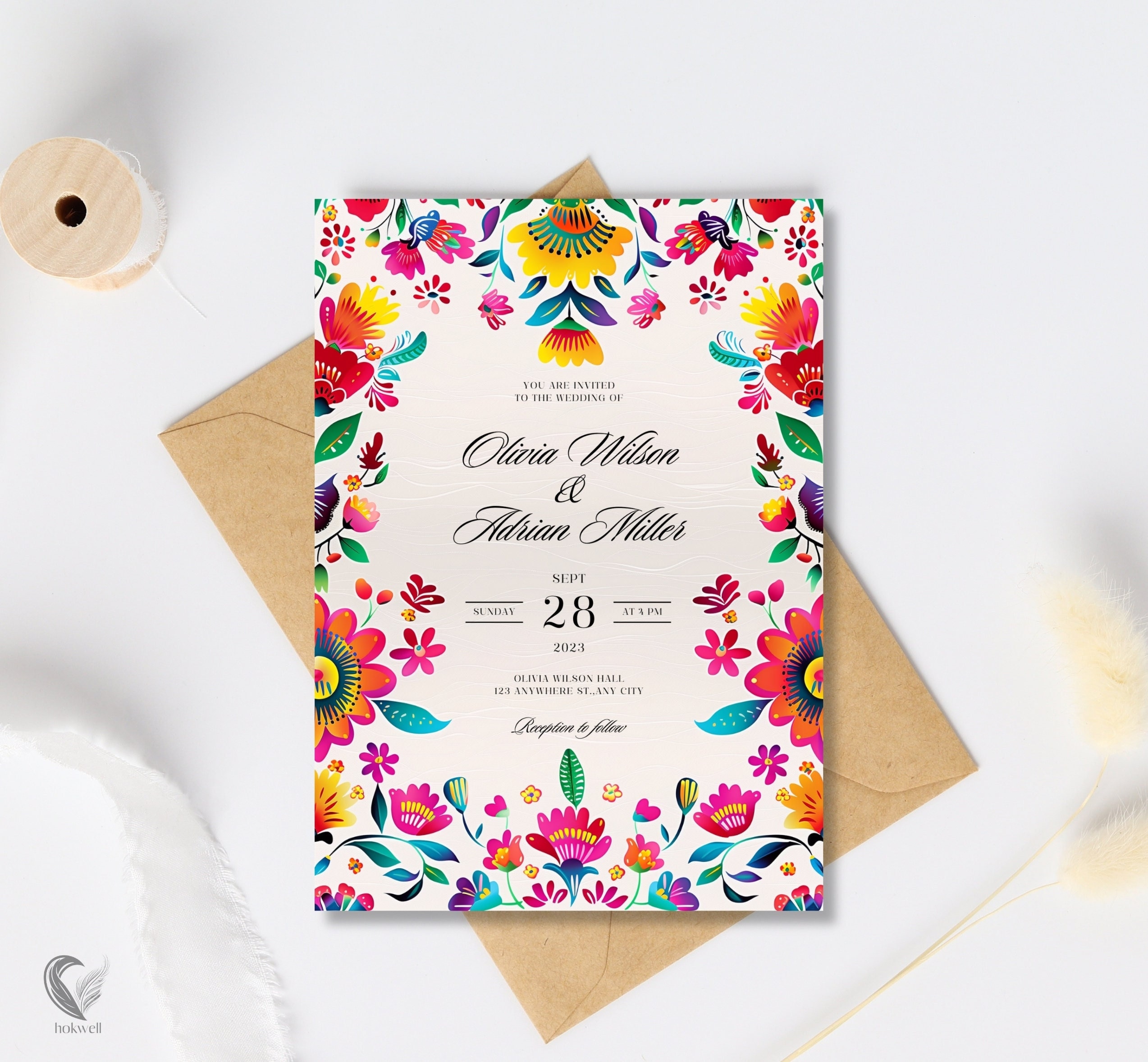 Invitación De Boda Mexicana Invitación A Fiesta Floral Colorida