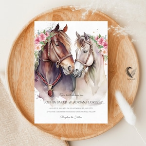 Modèle numérique de faire-part de mariage cheval, faire-part de mariage cheval, faire-part de mariage cheval imprimable