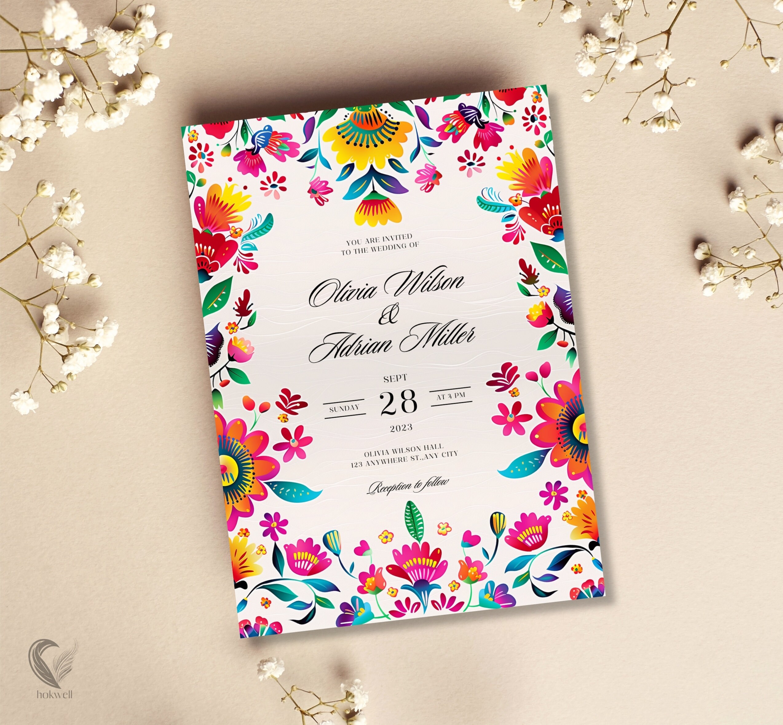 Invitación De Boda Mexicana Invitación A Fiesta Floral Colorida
