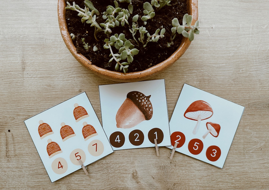 10 Number Flash Cards •count and Clip • Number Cards 1-10 •montessori ...