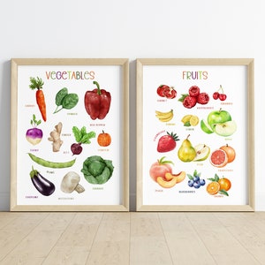 Conjunto de 2 carteles educativos • Cartel de frutas • Cartel de verduras • Carteles Montessori • Cartel educativo •DESCARGA DIGITAL