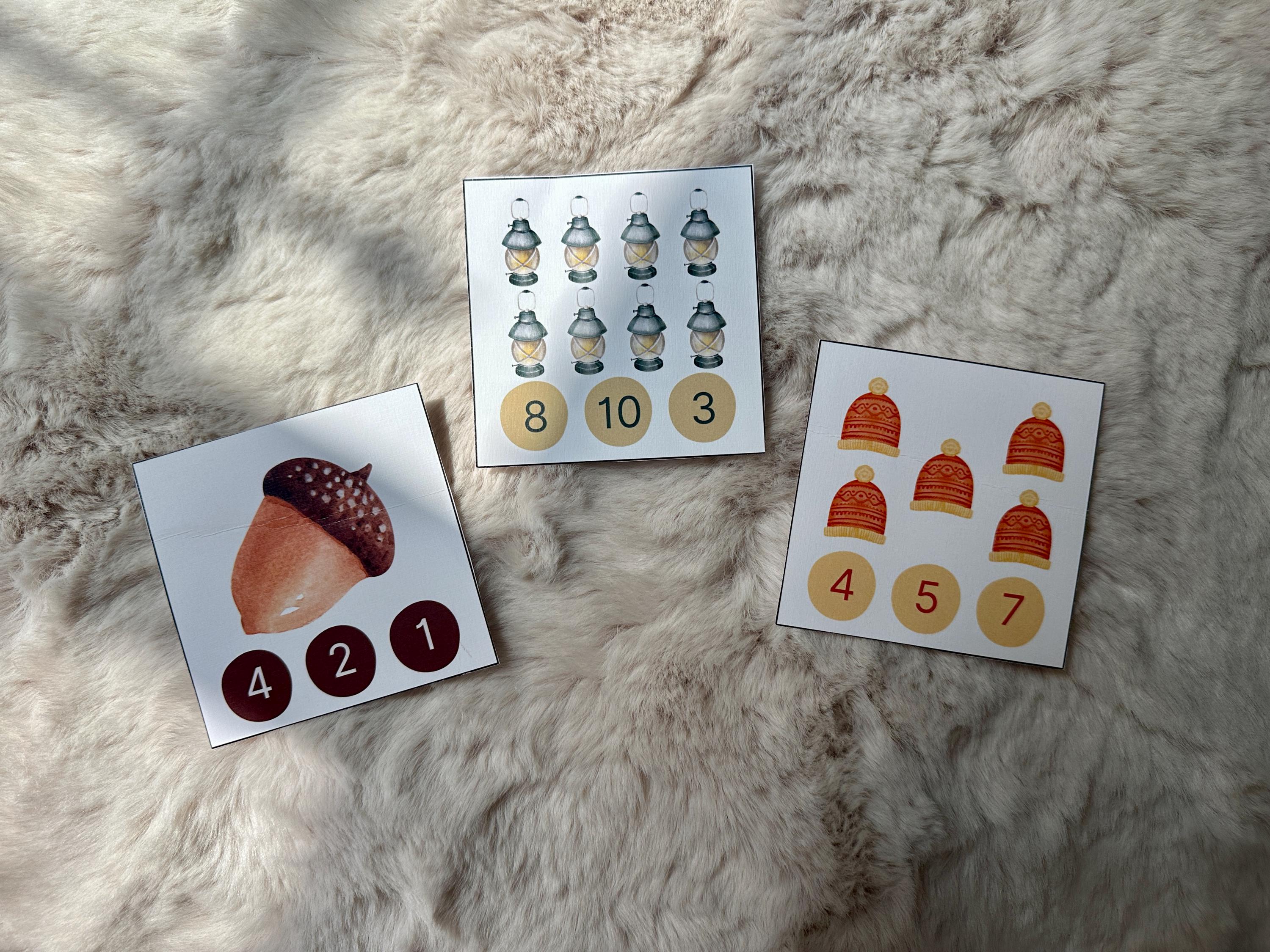 10 Number Flash Cards •count and Clip • Number Cards 1-10 •montessori ...