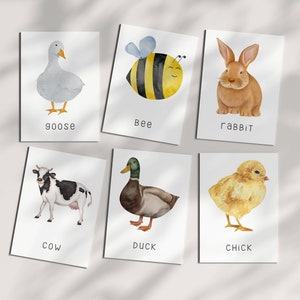 20 Tarjetas de animales de granja •Tarjetas didácticas Montessori •Tarjetas preescolares •Tarjetas didácticas de animales de granja •Tarjetas didácticas para niños pequeños •DESCARGA INSTANTÁNEA