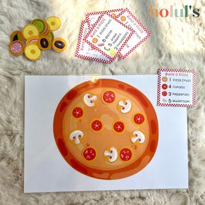 Build A Pizza • Pizza Counting Worksheet • Build A Pizza PLAYset • Kindergarten Printable • Preschool Activity • DIGITAL DOWNLOAD