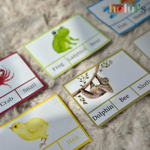 30 Matching Animals Flash Cards • Printable Game for Preschoolers • Matching Worksheet • Animal Name Finding Flash Cards •INSTANT DOWNLOAD