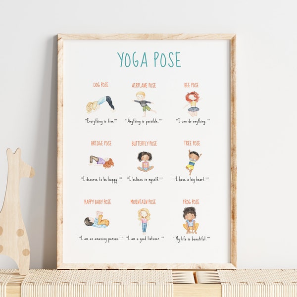 Yoga Poses Poster For Kids Montessori • Morning Yoga Routine for Children •Yoga for Toddlers• Kids mindfulness •Yoga Poses •DIGITAL DOWNLOAD