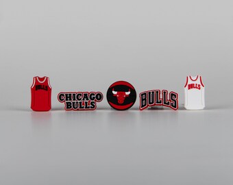 Chicago Bulls Basketball Shoe Charm Set Jordan Croc Charms, Basketball Shoes Shoe Charms, AJ1