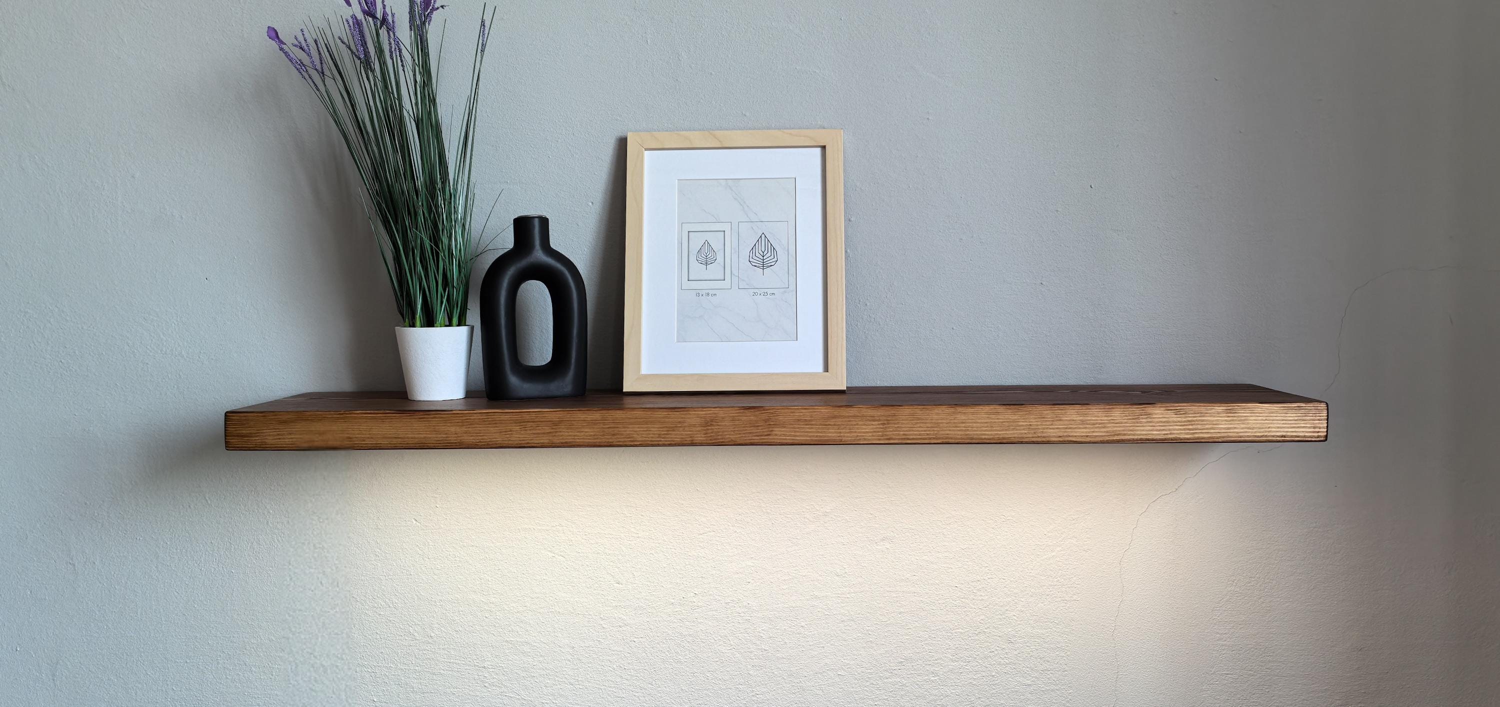 Solid Wood Shelf With LED Lights, Floating Kitchen Shelf - Etsy