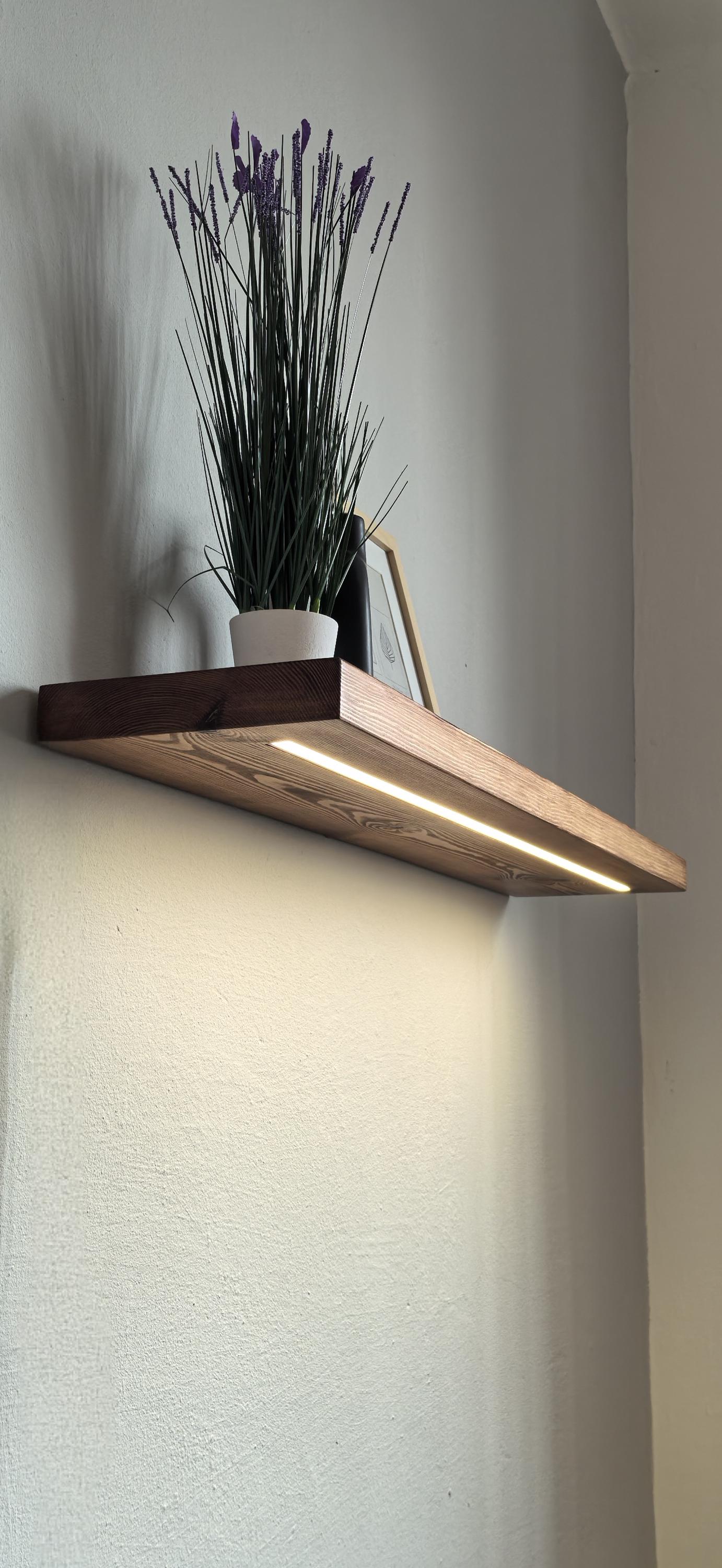 Mensola da parete in pino con illuminazione a LED – Luce regolabile - Italia