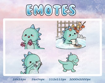 Pacote 3 - Dinossauro Fofo Emote Dinossauro Verde Emote Dino Emote Para Twitch Emote Adesivos de Dinossauro Digital Discord Adesivos Dinossauro Verde