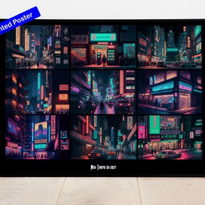 Cyberpunk poster Neo Tokyo | collage poster | futuristic wall art | printed poster | neon room decor | gift for gamer | Japan wall decor