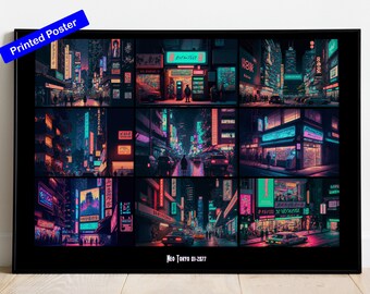 Cyberpunk poster Neo Tokyo | collage poster | futuristic wall art | printed poster | neon room decor | gift for gamer | Japan wall decor