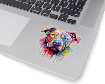 Grafitti Pitbull Sticker / Rainbow Color Pitbull / Dog Sticker / Laptop Sticker / Vinyl Kiss-Cut / Doggy decal / gift for dog lover