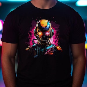 80s Retrowave Robot T-Shirt | Colorful Robot T-Shirt | Retrowave T-Shirt | Organic Cotton T-Shirt Unisex | Shirt for Gamer & retrowave fans