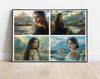 Mittelalterliches Fantasy Prinzessinnen Poster | Umweltfreundlicher FSC-zertifizierter Druck | Prinzessin Schloss Wandkunst | Spielzimmer & Schlafzimmer Dekor