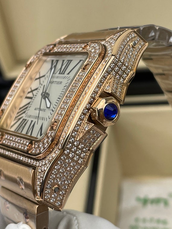 Cartier Santos Rose Gold Diamond 40mm Dial Come With … - Gem