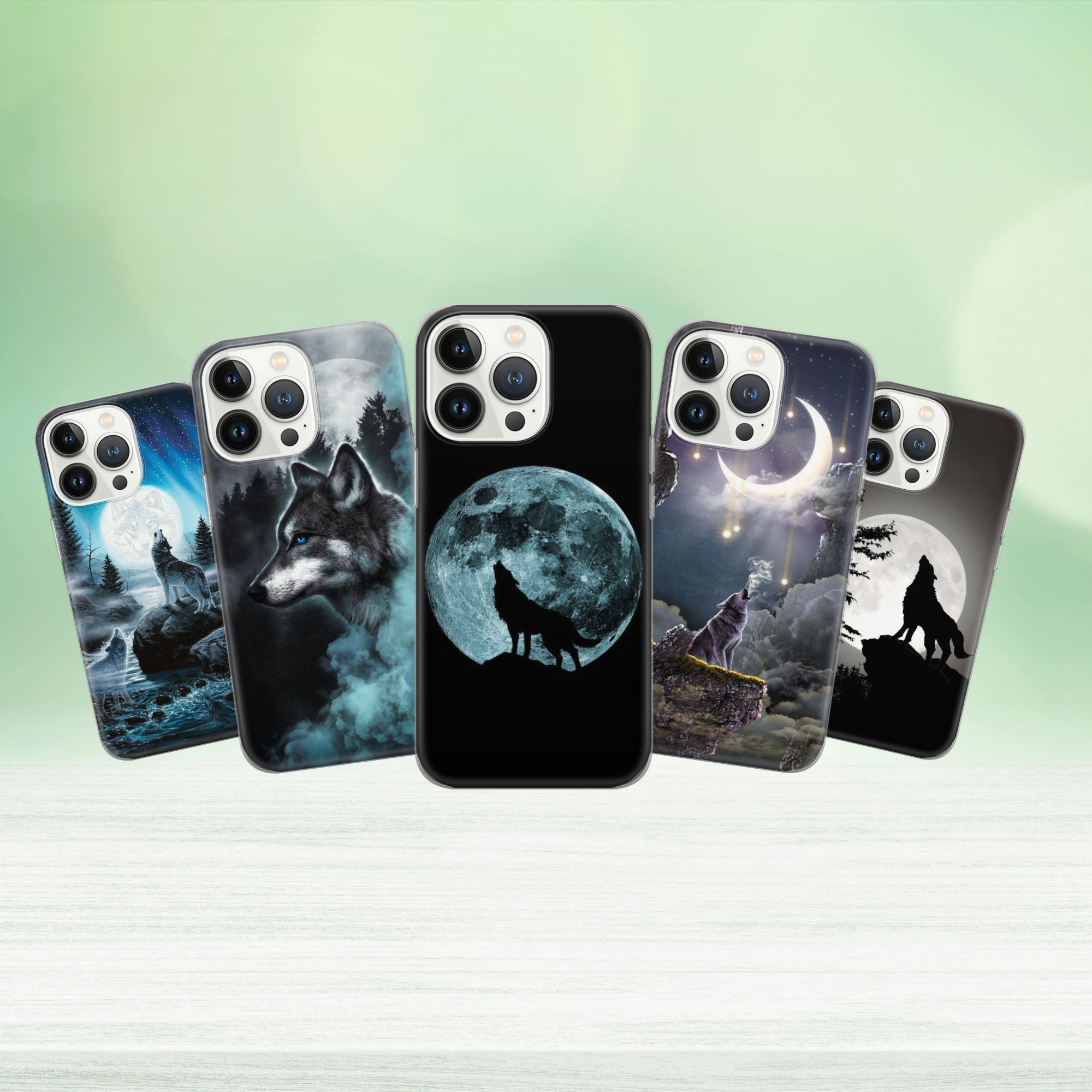 Wolf Howling Art Phone Case Wolf Aesthetic Cover for iPhone 15 14 13 12 Pro 11 XR for Samsung S23 S22 A8 73 A53 A13 Pixel 8 7 6A