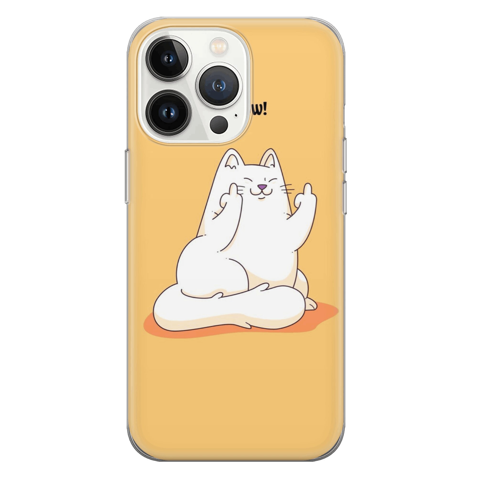 【howie】meaw case▲Smart phone case Meow Pets Phone Case Rude Gesture Cover for iPhone 15, 14