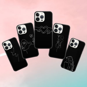 One Line Art Phone Case Lineart Minimal Cover for iPhone 15 14 13 12 Pro 11 XR for Samsung S23 S22 A8 73 A53 A13 Pixel 8 7 6A