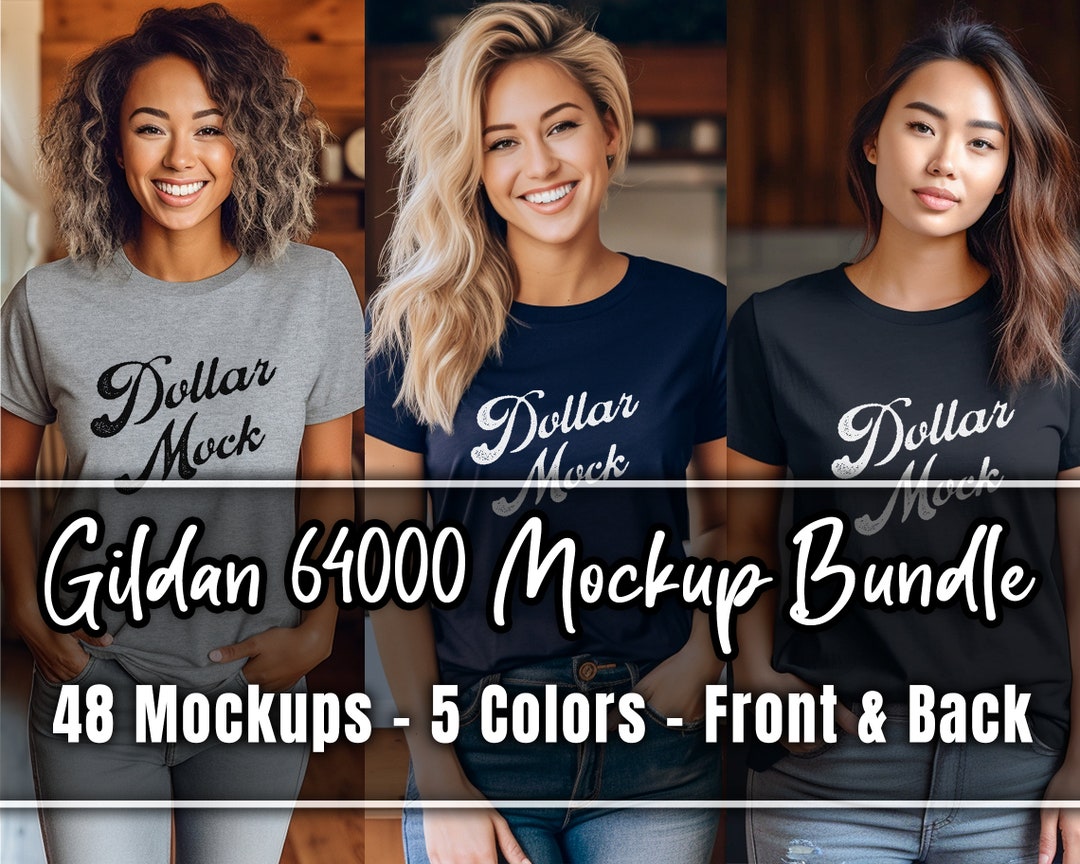 Gildan 64000 Mockup Bundle Womens Mockup Bundle Gildan T-shirt Mockup ...