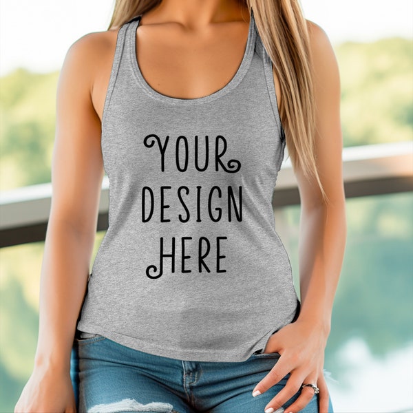 Heather Grey Next Level 1533 Mockup | Tank Top mockup Racerback Mockup Tank Mockup Model Mockup Tank Mock Up Summer Mockup bundle Female