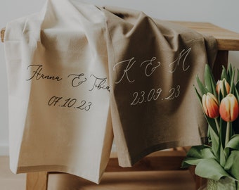 Geschirrtuch | Geschenk zu Hochzeit | Hochzeitsgeschenk | Küchendeko | Initialen Namen Datum |  personalisiert | Abtrockentuch | Küchentuch