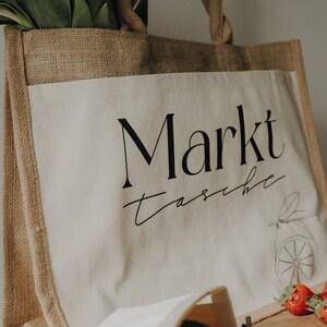 Markttasche Einkaufstasche Jutetasche Jute Shopper Tasche Einkaufen Tragetasche Bild 2