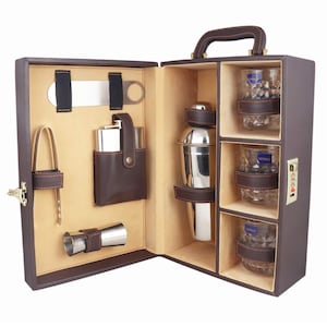 Outil pour accessoires de bar élégants en cuir | Ensemble de bar porte-documents portable en similicuir | Ensemble de bar pour voyage Ensemble de bar pour pique-nique Ensemble de bar pour cadeau