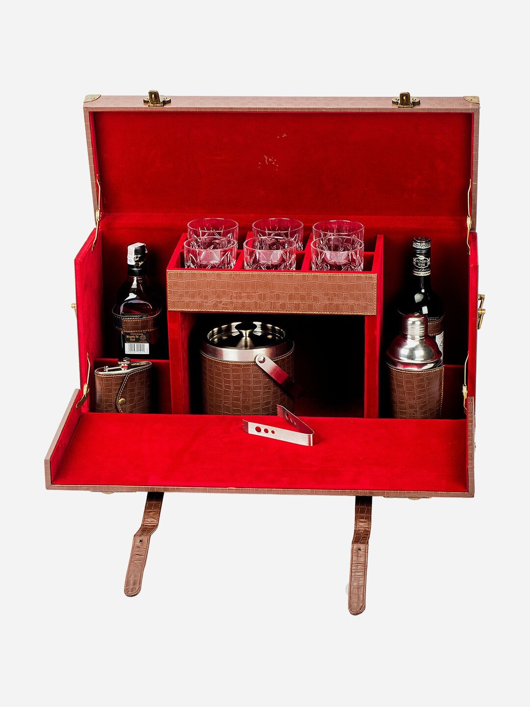 Leather Elegant Bar Accessories Tool Portable Leatherette Briefcase Bar