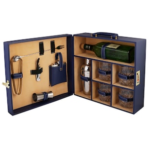 Accesorios de barra elegantes de cuero / Juego de barra con maletín de cuero sintético portátil / Juego de barra de viaje para picnic Juego de barra Regalo para el día de la madre