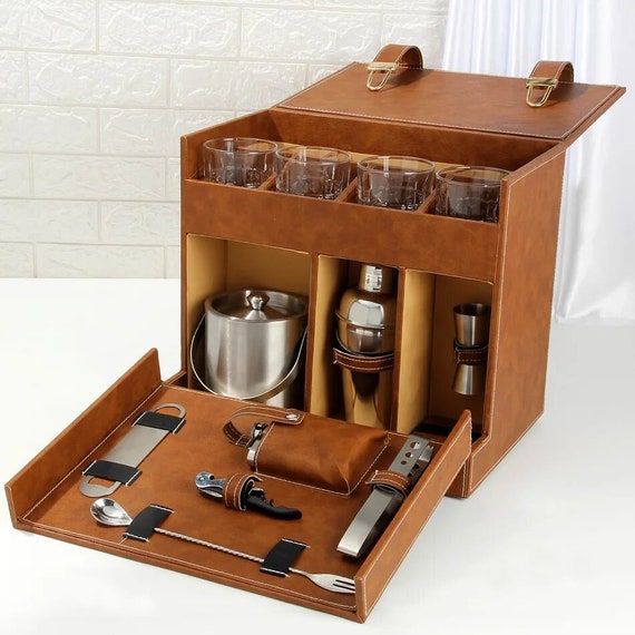 Leather Elegant Bar Accessories Tool Portable Leatherette Briefcase Bar Set  Bar Set for Travel Bar Set for Father's Day Gift.. - Etsy
