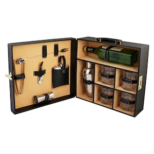 Accesorios de barra elegantes de cuero / Maletín de barra portátil / Juego de barra para viajes Juego de barra para picnic Juego de barra Regalo para el día del padre