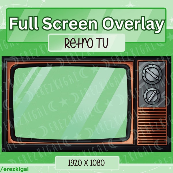 Retro TV Gaming Overlay | Full Screen, Stream Border, Frame, Stream Assets,  PNG for Twitch, Discord, YouTube, OBS Streamers