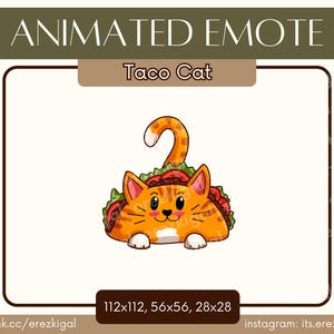 ANIMATED Taco Cat Emote | Kawaii, Cute, Cat, Taco GIF Emotes for Twitch, Discord, YouTube Streamers