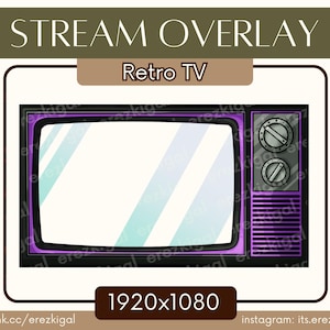 May include: A purple and black retro TV with a blank screen and the text "Retro TV" and "1920x1080" on the overlay.