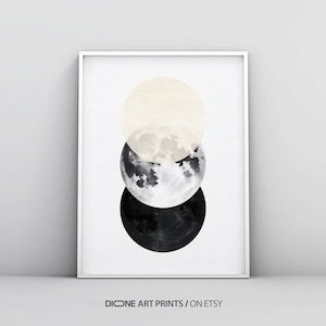 Biege Moon Phases Printable, Abstract Moon Phases Print, Modern Moon Poster, Moon Phases Wall Art, Watercolor moon, Lunar Phases Home Decor