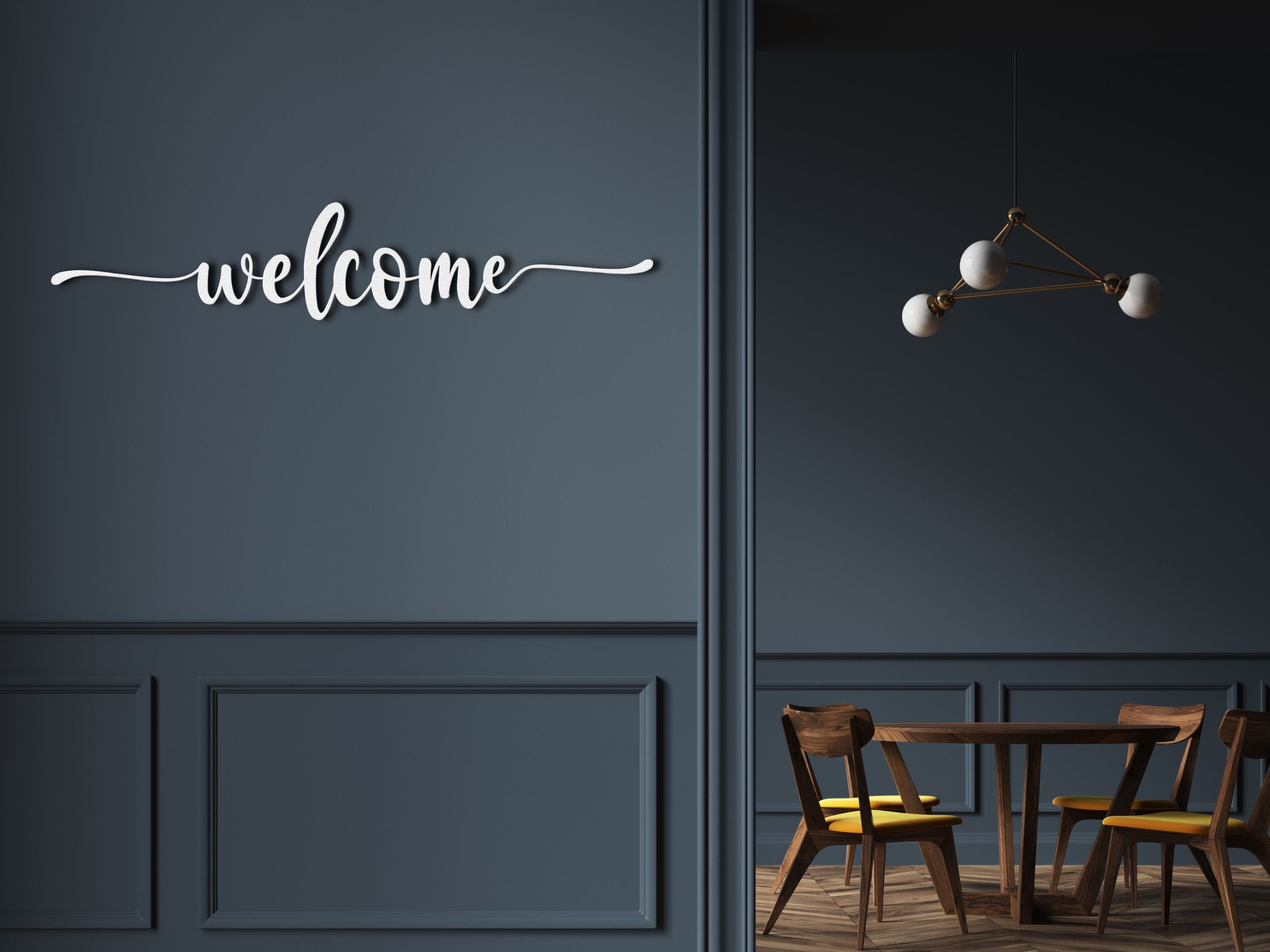 Welcome Metal Sign, Welcome Metal Wall Art, Script Font Words, Metal ...