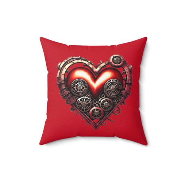 Steampunk Heart Valentine Square Pillow