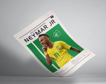 Neymar Jr Poster Da Silva Santos Neymar Jr Print, Sports Poster, Football  Poster, Soccer Wall Art, Neymar Jr Brazil National Team Print