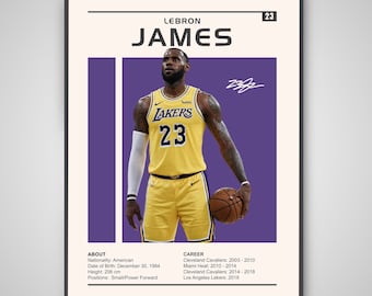 LeBron James Poster | LeBron James Print, NBA Poster, Sport Poster, LA Lakers Basketball Poster, NBA Wandkunst, King James, LeBron James