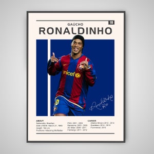 Ronaldinho Poster | Gaucho Ronaldinho Druck, Sport Poster, Fußballspieler Poster, Fußball Wandkunst, Gaucho Ronaldinho Barcelona Poster