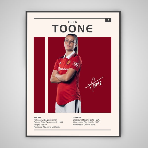 Ella Toone Poster | Ella Toone Print, Sports Poster, Woman Football Player Poster, Female Soccer Art, Ella Toone Wall Art