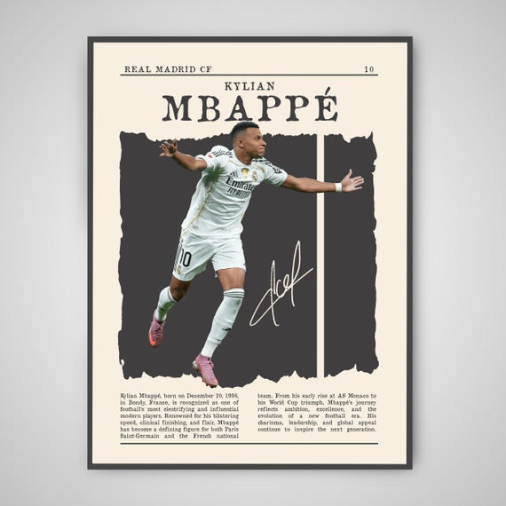 非売品 レアル・マドリード サッカーポスター キリアン・ムバッペのポスター、レアル・マドリードのウォールアート