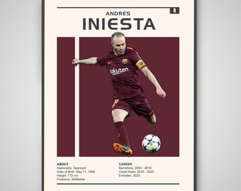 Andres Iniesta Poster | Andres Iniesta Barcelona Poster, Iniesta Print, Sportkunst, Fußball Poster, Fußballwandkunst