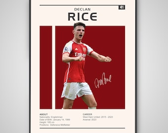 Declan Rice Poster | Declan Rice Print, Football Gift, Sports Poster, Football Player Poster, Soccer Wall Art, Declan Rice Arsenal Wall Art