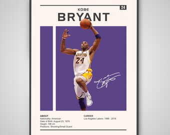Kobe Bryant Poster | Kobe Bryant Print, NBA Poster, Sport Poster, LA Lakers, Basketball Poster, NBA Wandkunst, Black Mamba Wandkunst