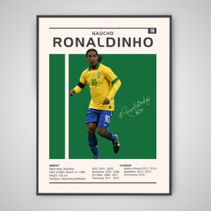 Ronaldinho Poster | Gaucho Ronaldinho Print, Sports Poster, Football Player Poster, Soccer Wall Art, Gaucho Ronaldinho Brazil Poster