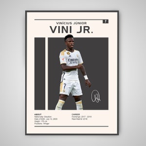 Pôster de Vinicius Junior | Pôster de Vinicius Junior do Real Madrid, Impressão de Vinicius Jr, Arte de Escritório de Esportes, Pôster de Futebol, Arte de Parede de Futebol