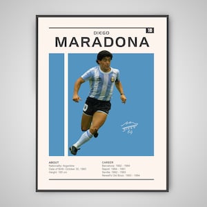 Maradona Poster | Diego Maradona Print, Football Gift, Sports Poster, Football Player Poster, Soccer Wall Art, Maradona Argentina Poster
